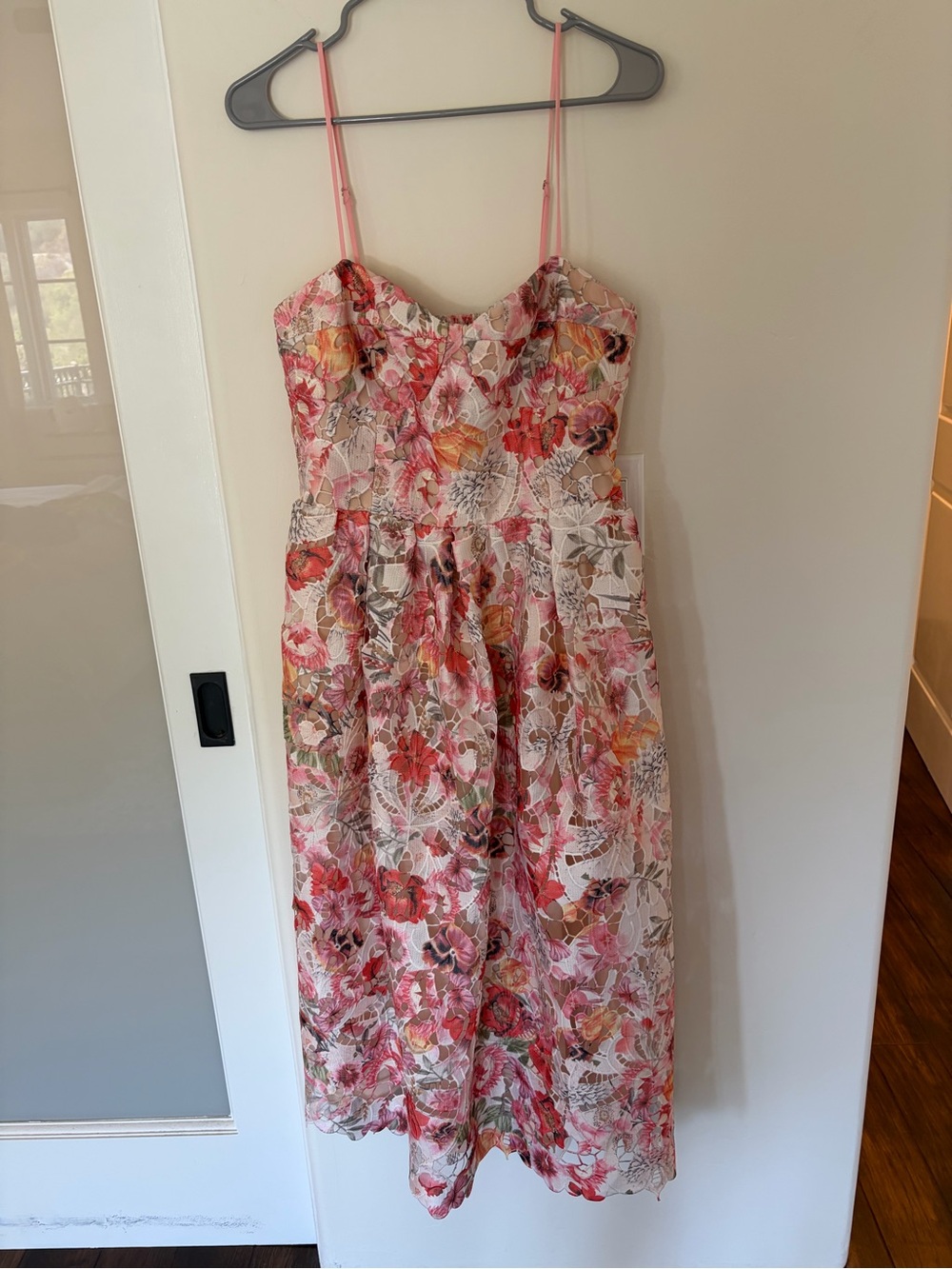 Chelsea28 Pink Floral Sweetheart Midi Dress